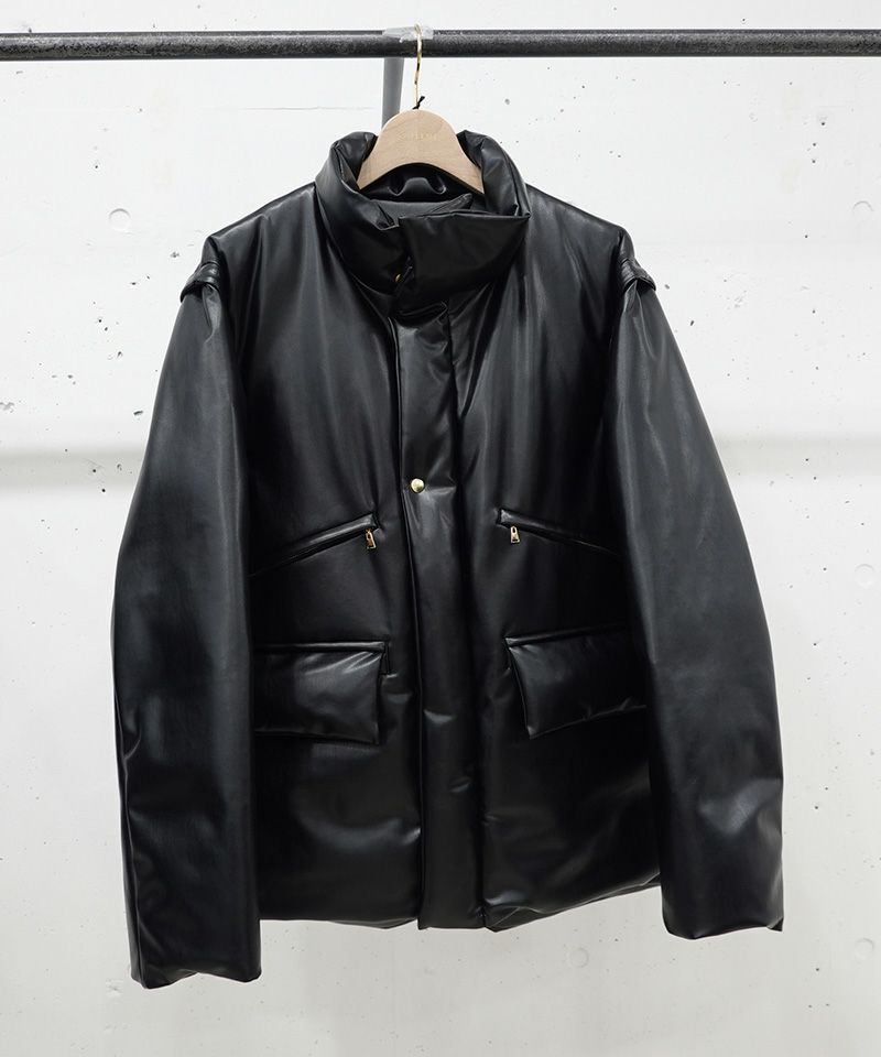 50%OFF【CULLNI(クルニ)】Faux Leather Removable Sleeve Down Jacket