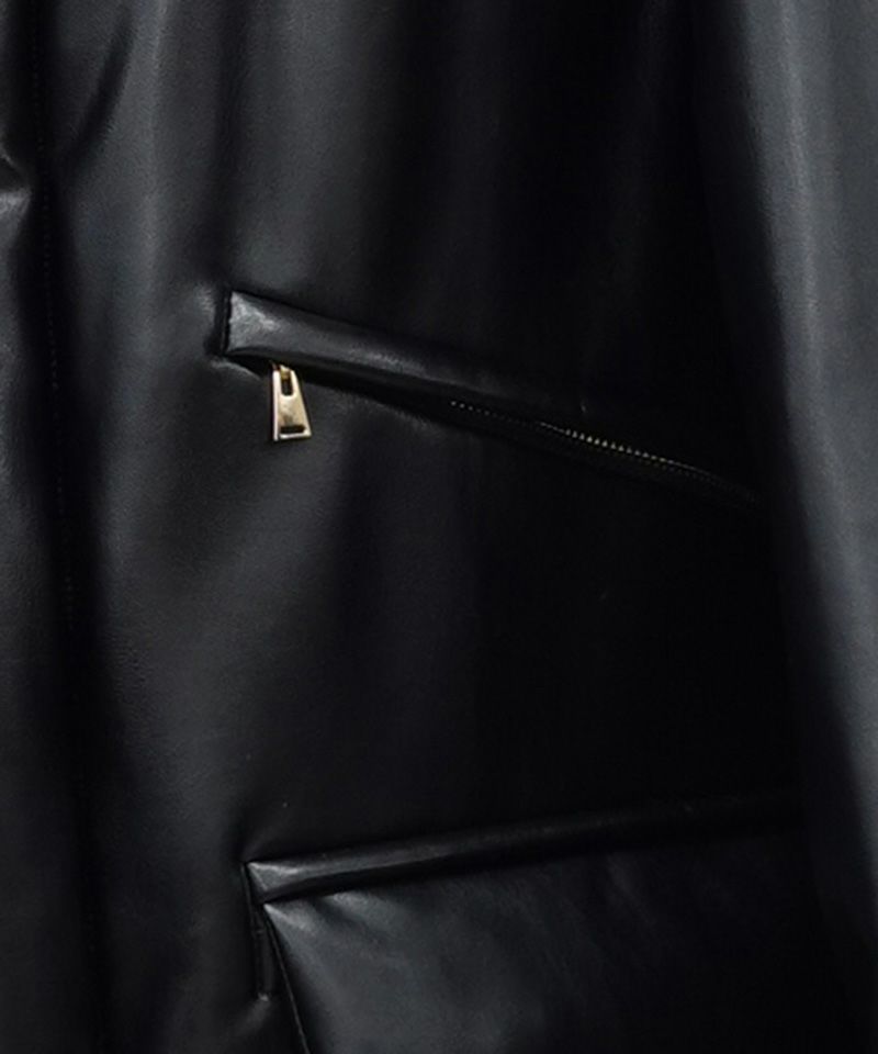 50%OFF【CULLNI(クルニ)】Faux Leather Removable Sleeve Down Jacket