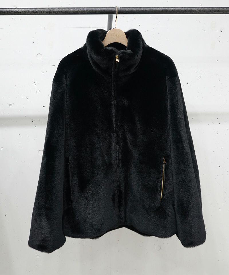 CULENI フェイクファーコート CULLNI(クルニ)】Eco Fur Zip Up Stand Collar Coat ジップアップ