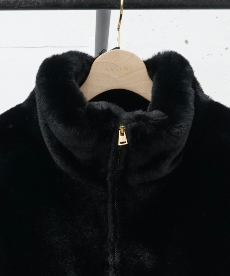 CULLNI(クルニ)】Eco Fur Zip Up Stand Collar Coat ジップアップ