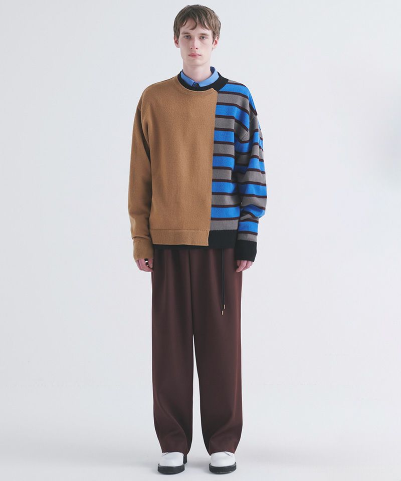 50%OFF【CULLNI(クルニ)】Asymmetrical Border Layerd Rib Pullover