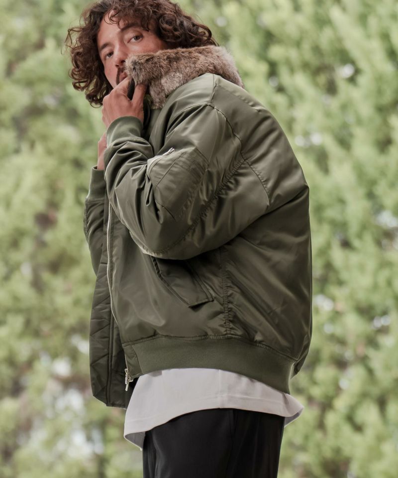 CAMBIO(カンビオ)】リアルファー襟フライトジャケット(HLCM0206