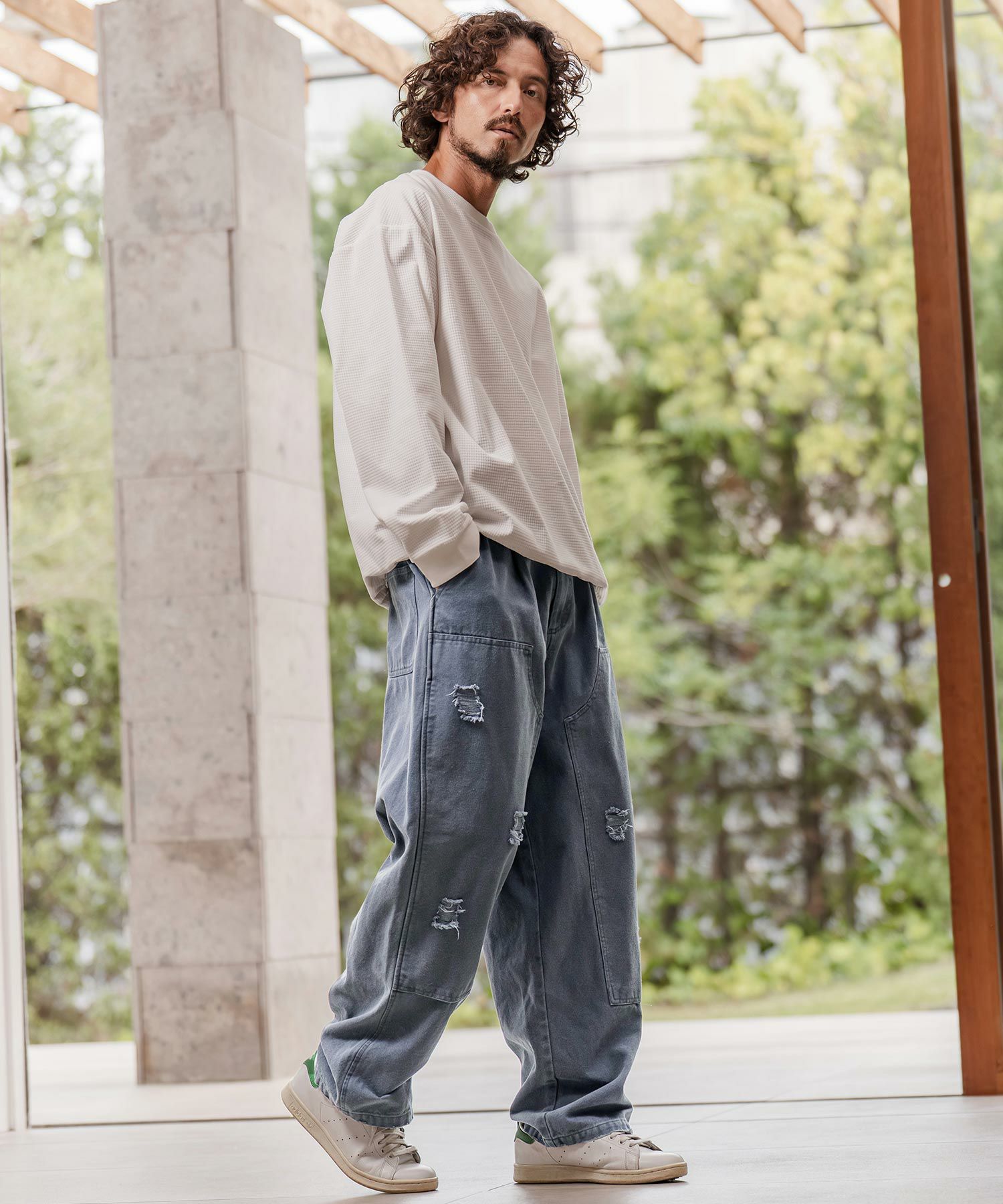 CAMBIO(カンビオ)】ダブルニーダメージ加工ダックパンツ(BP-BEA0070