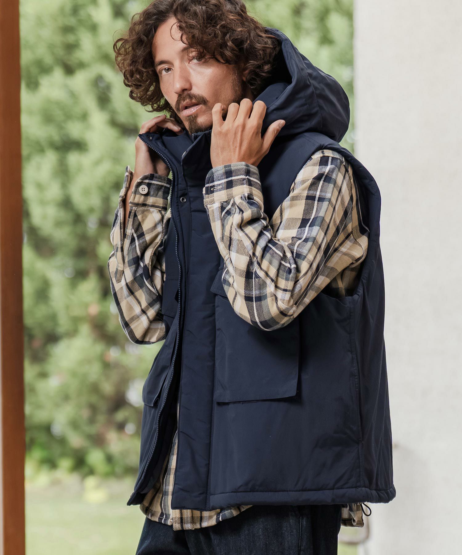 CAMBIO(カンビオ)】ロクヨンクロス中綿フーデッドベスト(CAM-7350