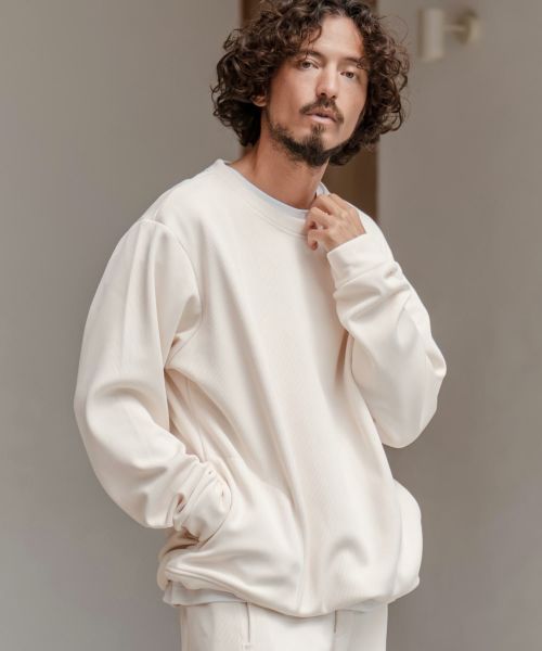 【CAMBIO(カンビオ)】【予約販売10月上旬～中旬入荷】ドビー裏起毛ボンディングプルオーバースウェット