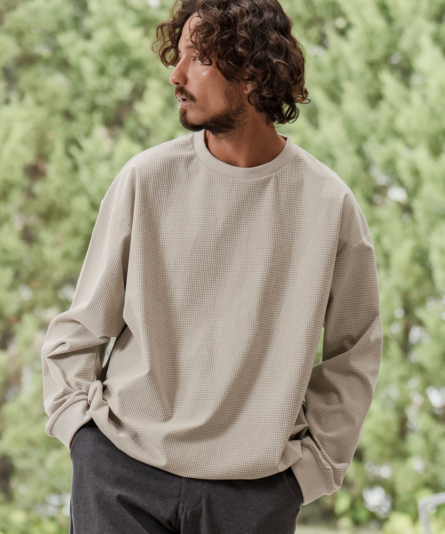 CAMBIO(カンビオ)】サーマル裾スピンドルロングスリーブカットソー