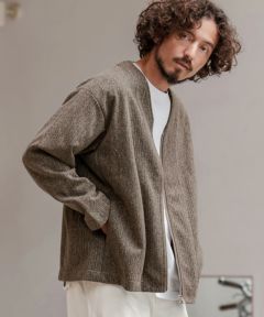 LGB leather×cottonコンビ　アームカーディガン LGB leather×cottonコンビ アームカーディガン