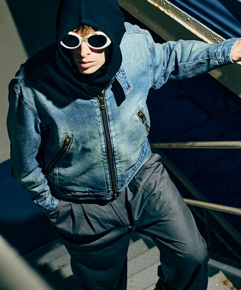 美品 glamb ライダース デニム ジャケット ワンウォッシュ XL グラム