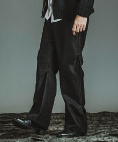 20%OFF【NO ID.(ノーアイディー)】ﾜｲﾄﾞﾚｯｸﾞﾀｯｸﾄﾗｳｻﾞｰｽﾞ パンツ(857006