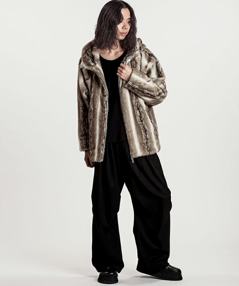 NO ID.(ノーアイディー)】ﾌｪｲｸﾌｧｰBIGﾌｰﾃﾞｯﾄﾞBLZ ブルゾン(857006-377B