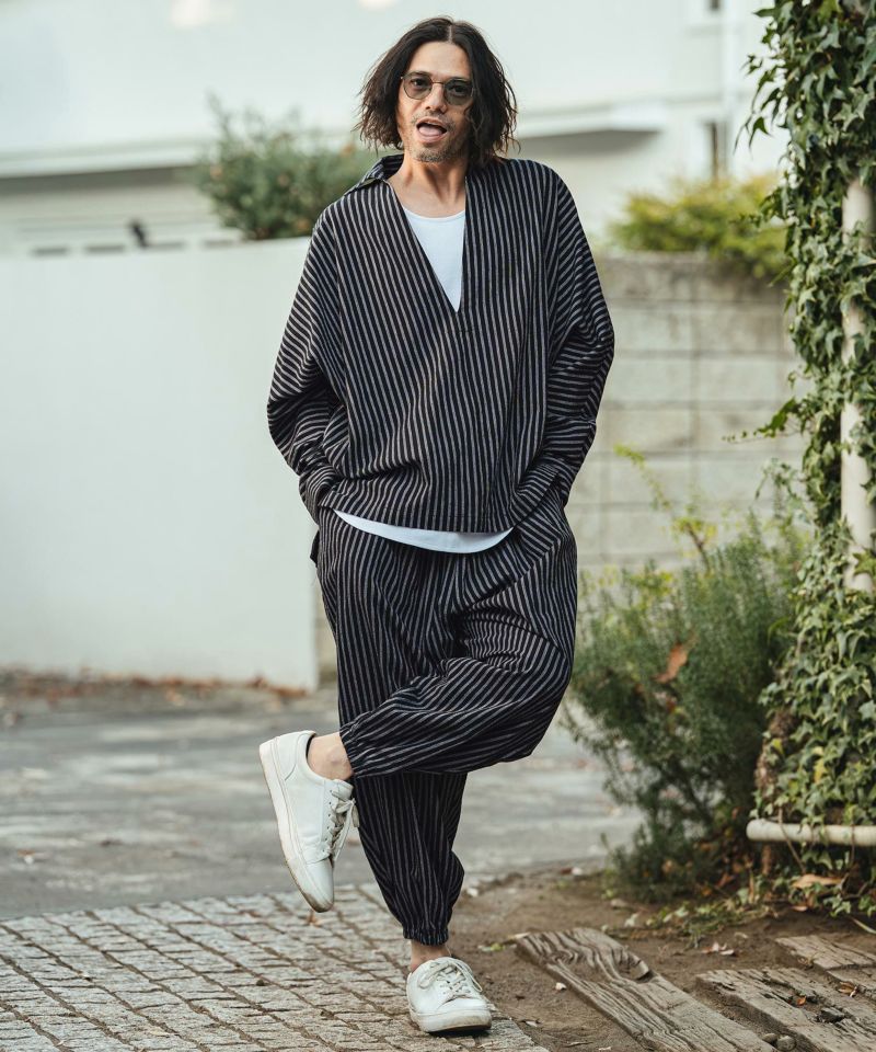 新品 Cambio コットンリネンストライプバルーンパンツ Sサイズ CAMBIO(カンビオ)】コットンリネンストライプバルーンパンツ(CMB-R0152