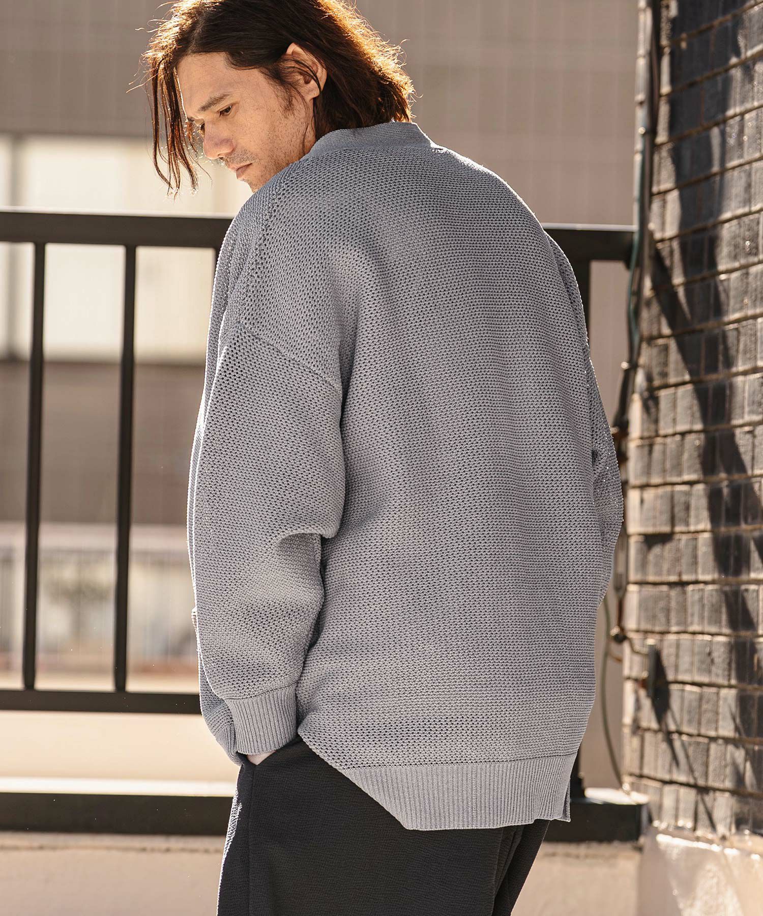 CAMBIO(カンビオ)】Airy Sheer Knit Buttonless Cardigan ニット