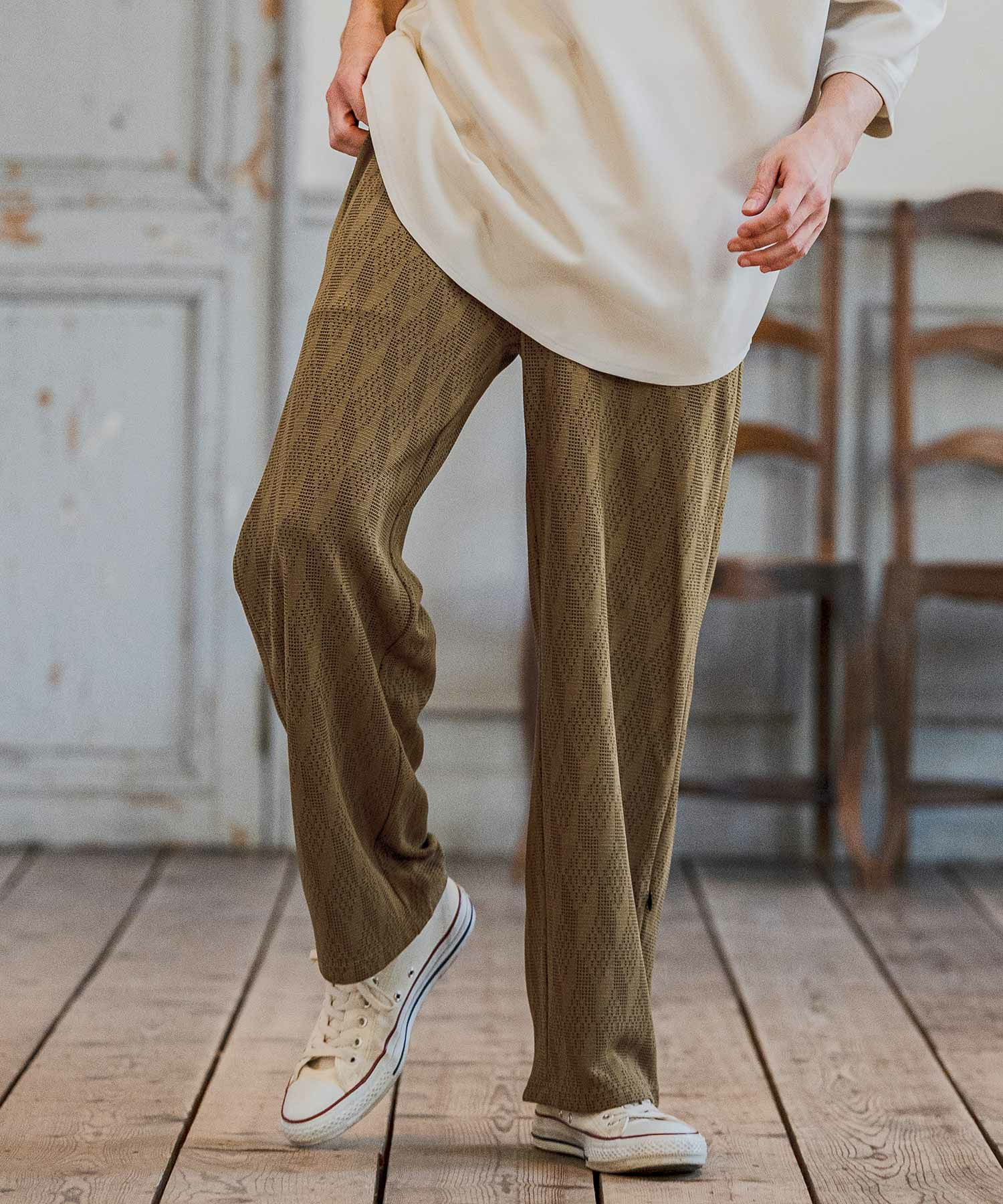 CAMBIO(カンビオ)】【予約販売2月上旬～中旬入荷】 ドビー総柄イージー