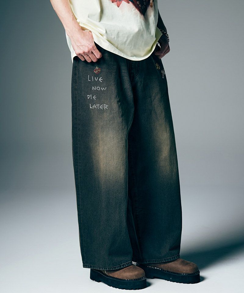 glamb(グラム)】【予約販売7月中旬～下旬入荷】 Studs Wide Denim