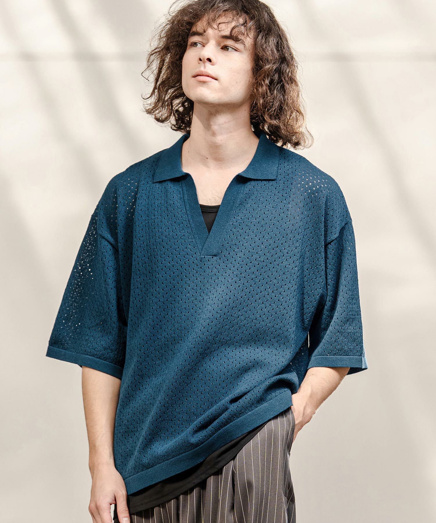 CAMBIO(カンビオ)】【予約販売4月中旬～下旬入荷】パンチングニット