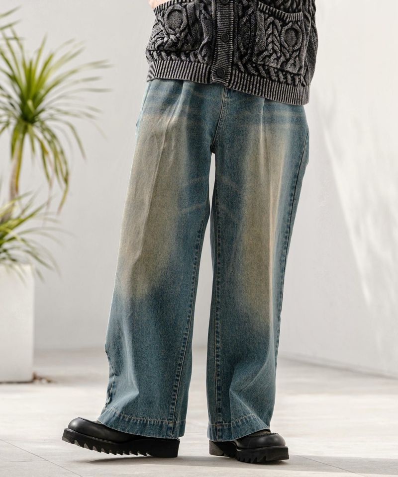 CAMBIO(カンビオ)】【予約販売3月上旬～中旬入荷】泥加工デニム1タック