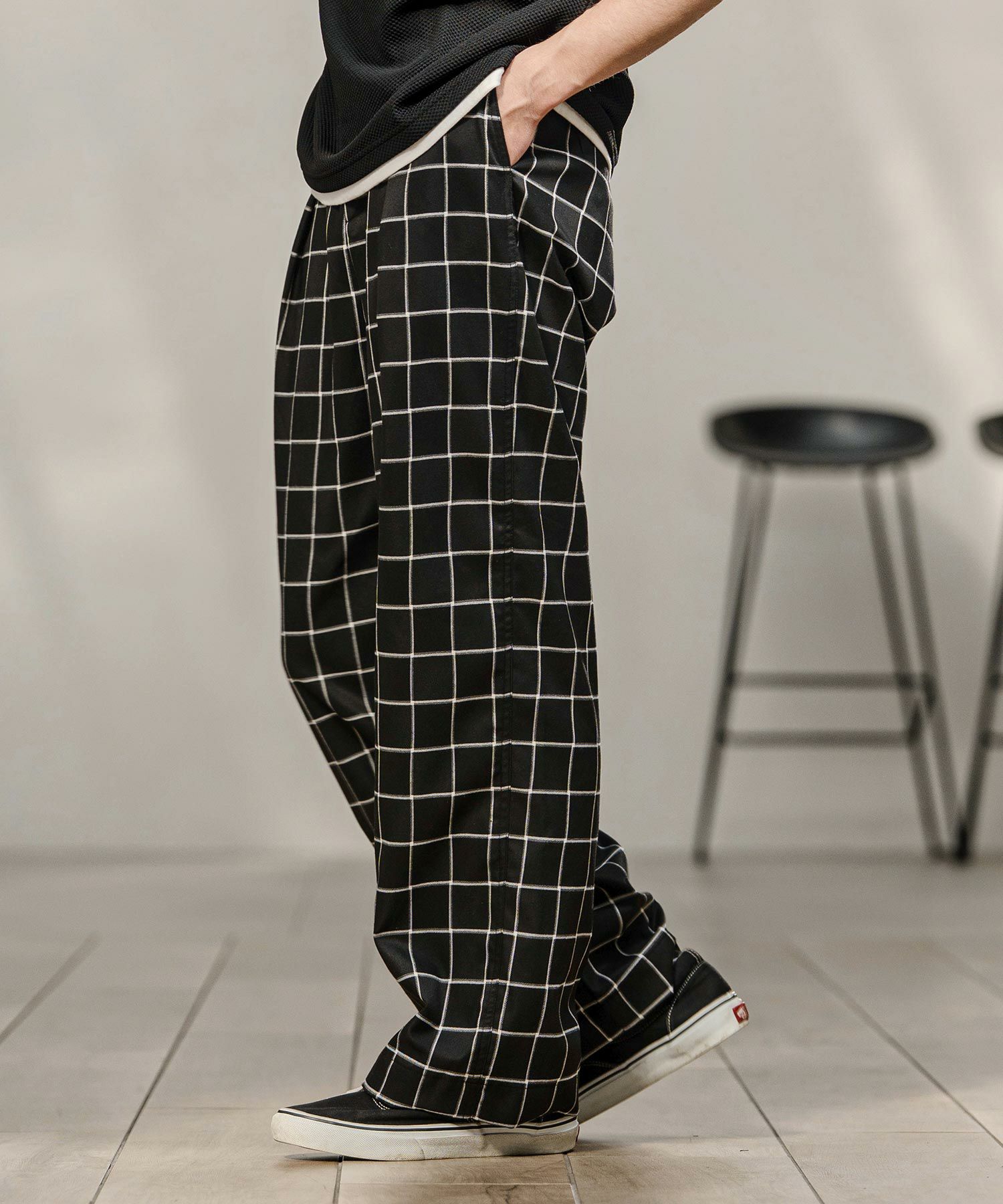 CAMBIO(カンビオ)】【予約販売3月上旬～中旬入荷】チェックワイド